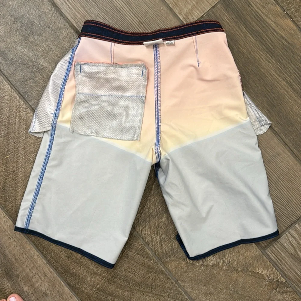 Ron Jon Boys Youth Size 25 Orange Sunset Colorblock Surf Board Shorts Swim